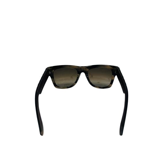BOTTEGA VENETA Black Intrecciato Leather Havana Square Sunglasses